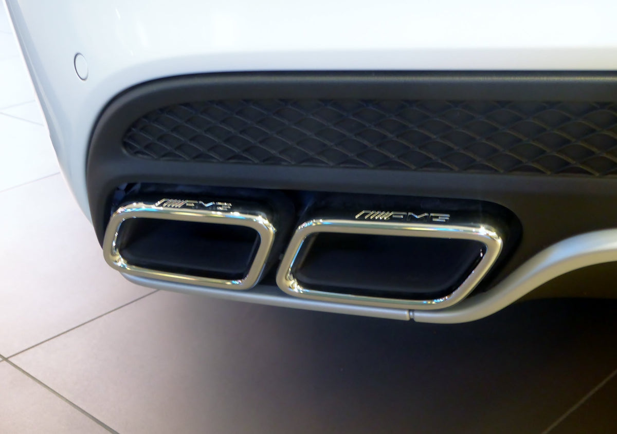 Factory exhaust detail on a Mercedes-AMG W205 C63 S