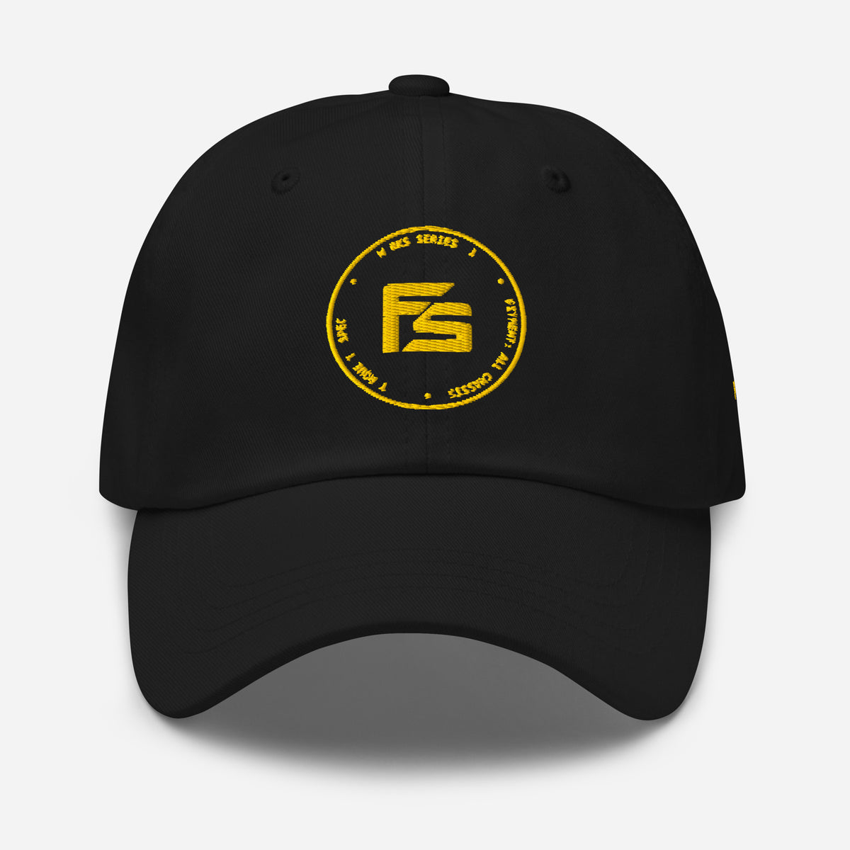 FacSpec Embroidered Dad Hat, black front view