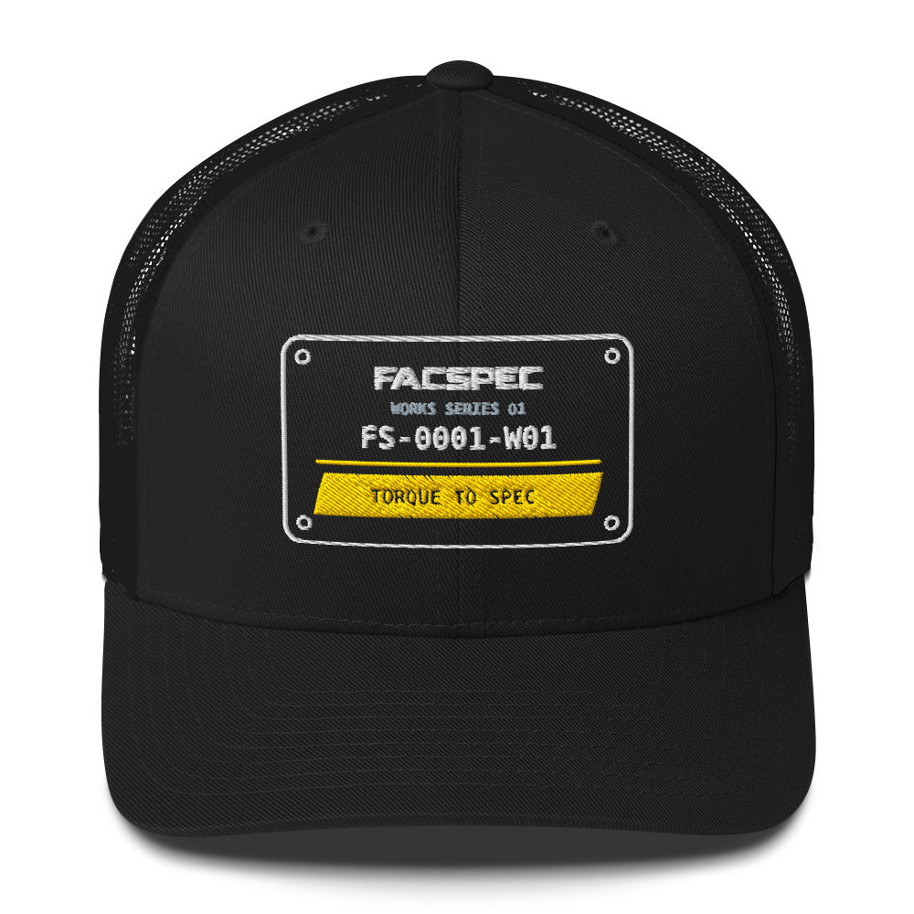 FACSPEC Works 01 Trucker Hat, black front view