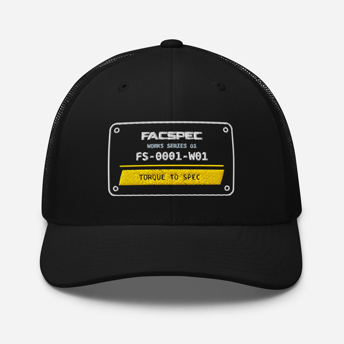 FACSPEC Works 01 Trucker Hat, black front view