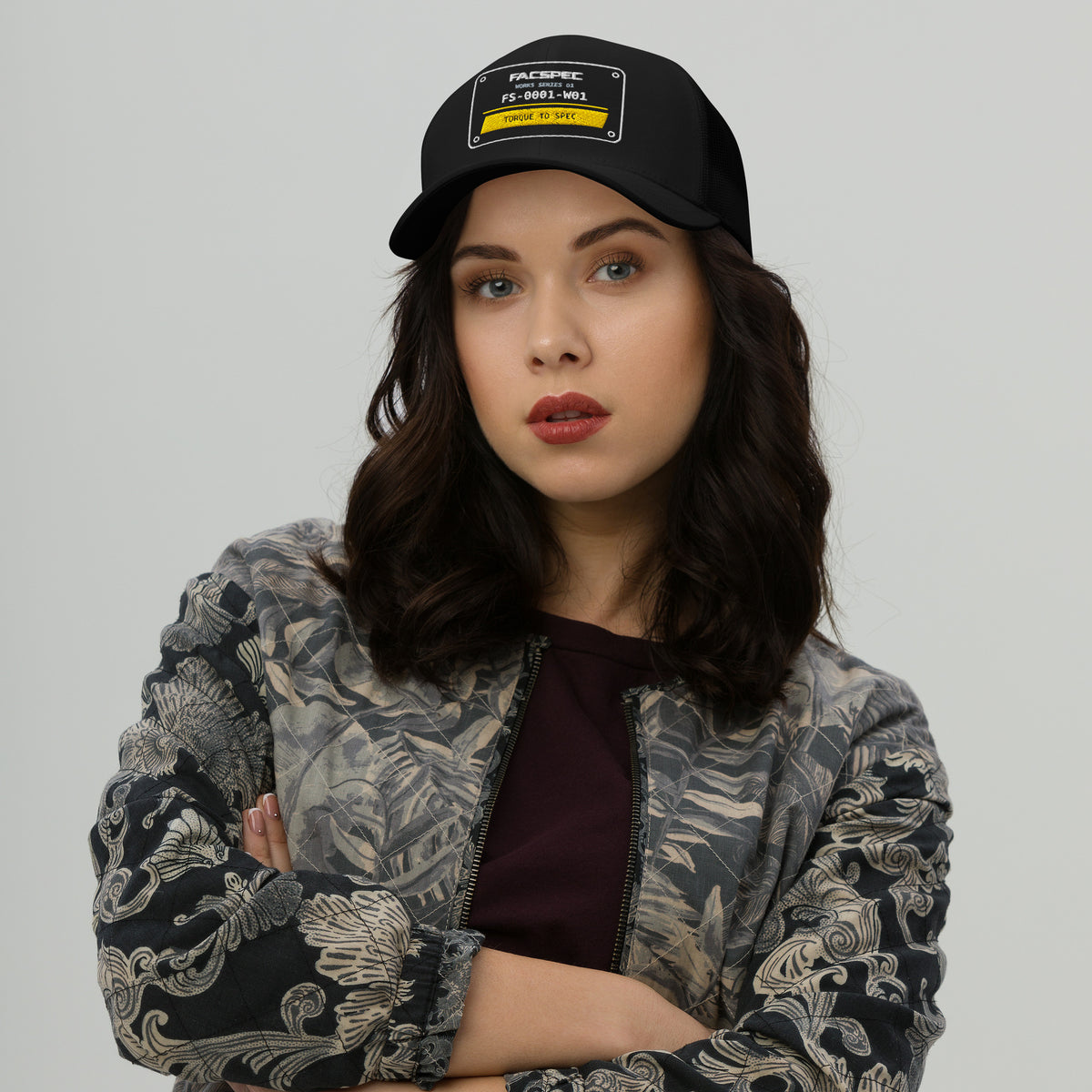 FACSPEC Works 01 Trucker Hat, black front view