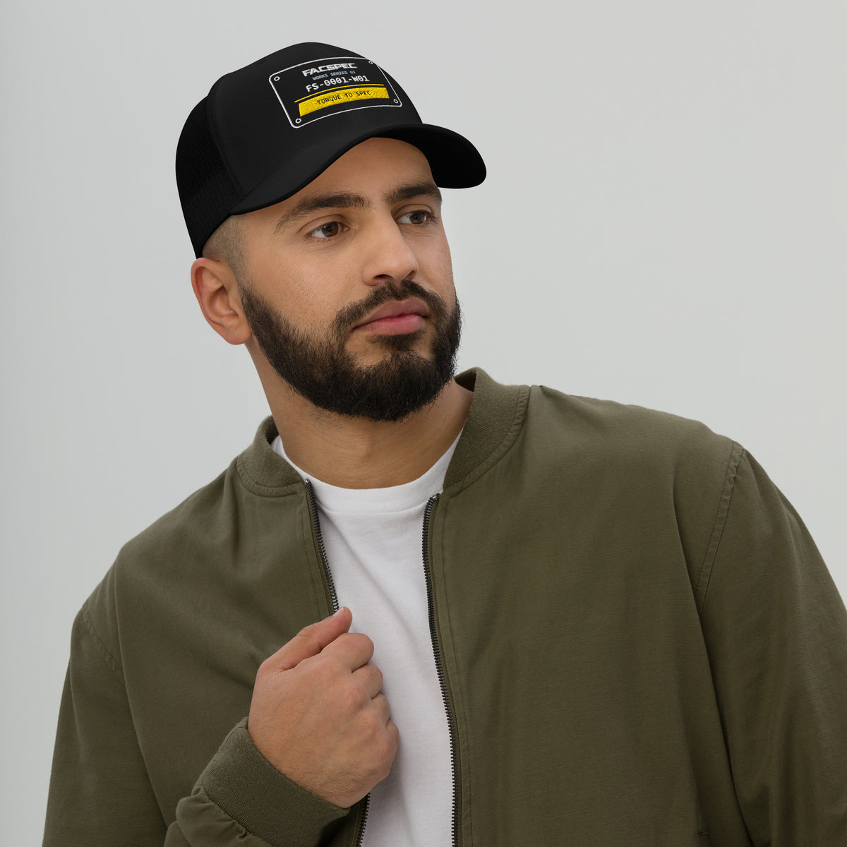 FACSPEC Works 01 Trucker Hat, black front view