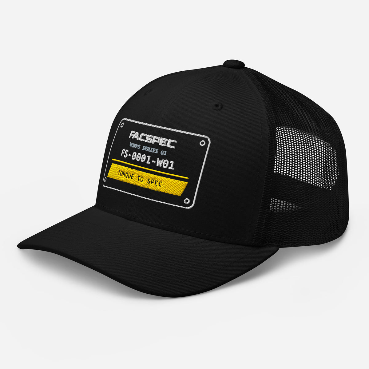 FACSPEC Works 01 Trucker Hat, black left front view