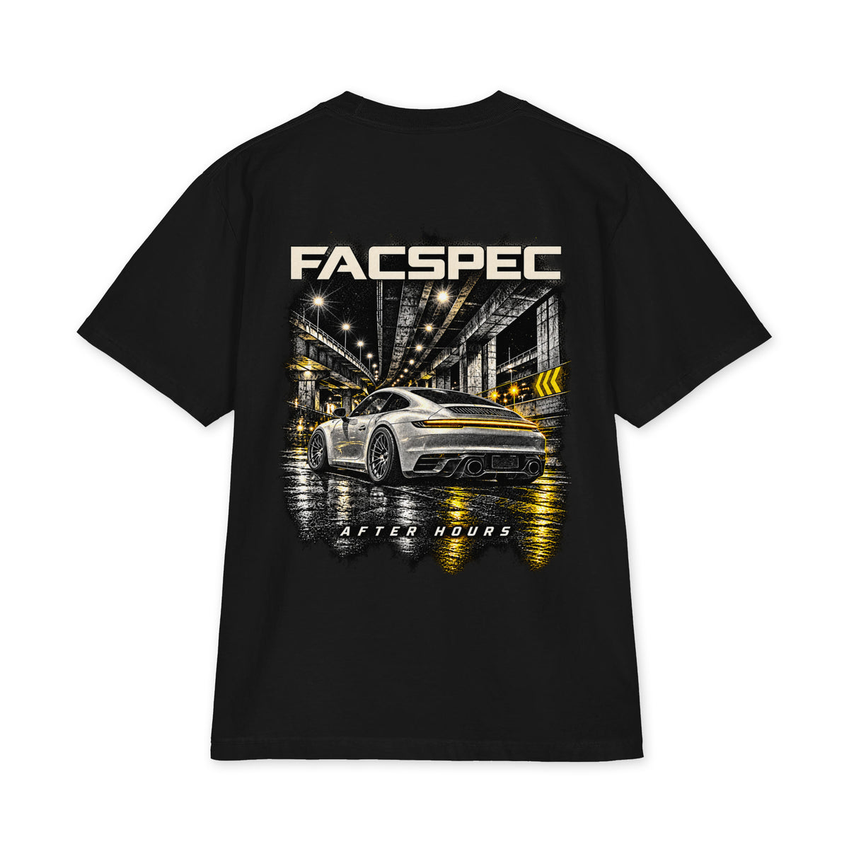 FacSpec Night Run Oversized Heavyweight T-Shirt, black back view