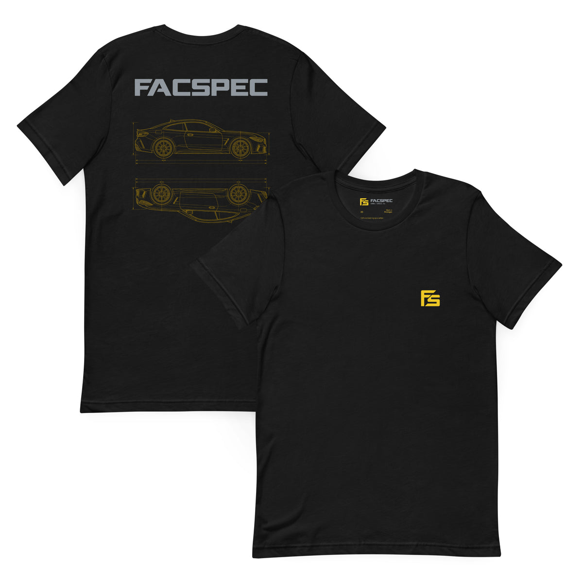 FacSpec Coupe Study Graphic T-Shirt, black front and back view