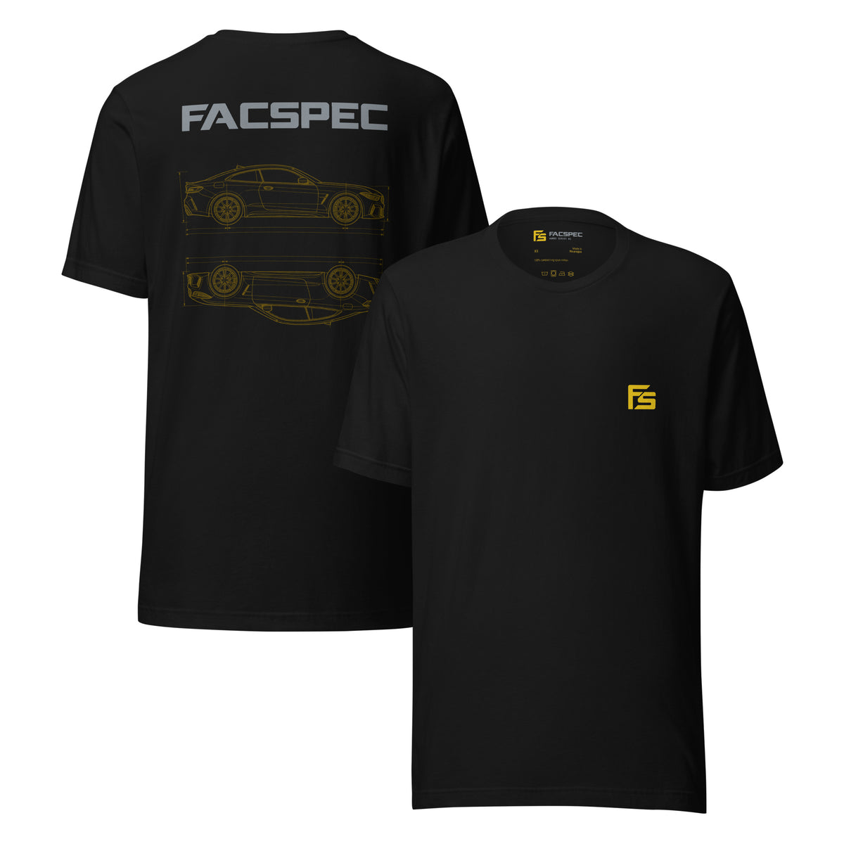 FacSpec Coupe Study Graphic T-Shirt, black front and back view