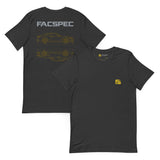 FacSpec Coupe Study Graphic T-Shirt, dark grey front and back view