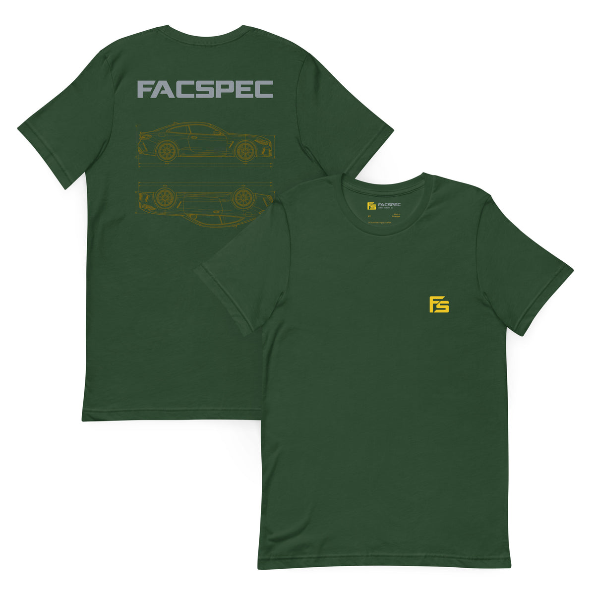 FacSpec Coupe Study Graphic T-Shirt, forest front and back view