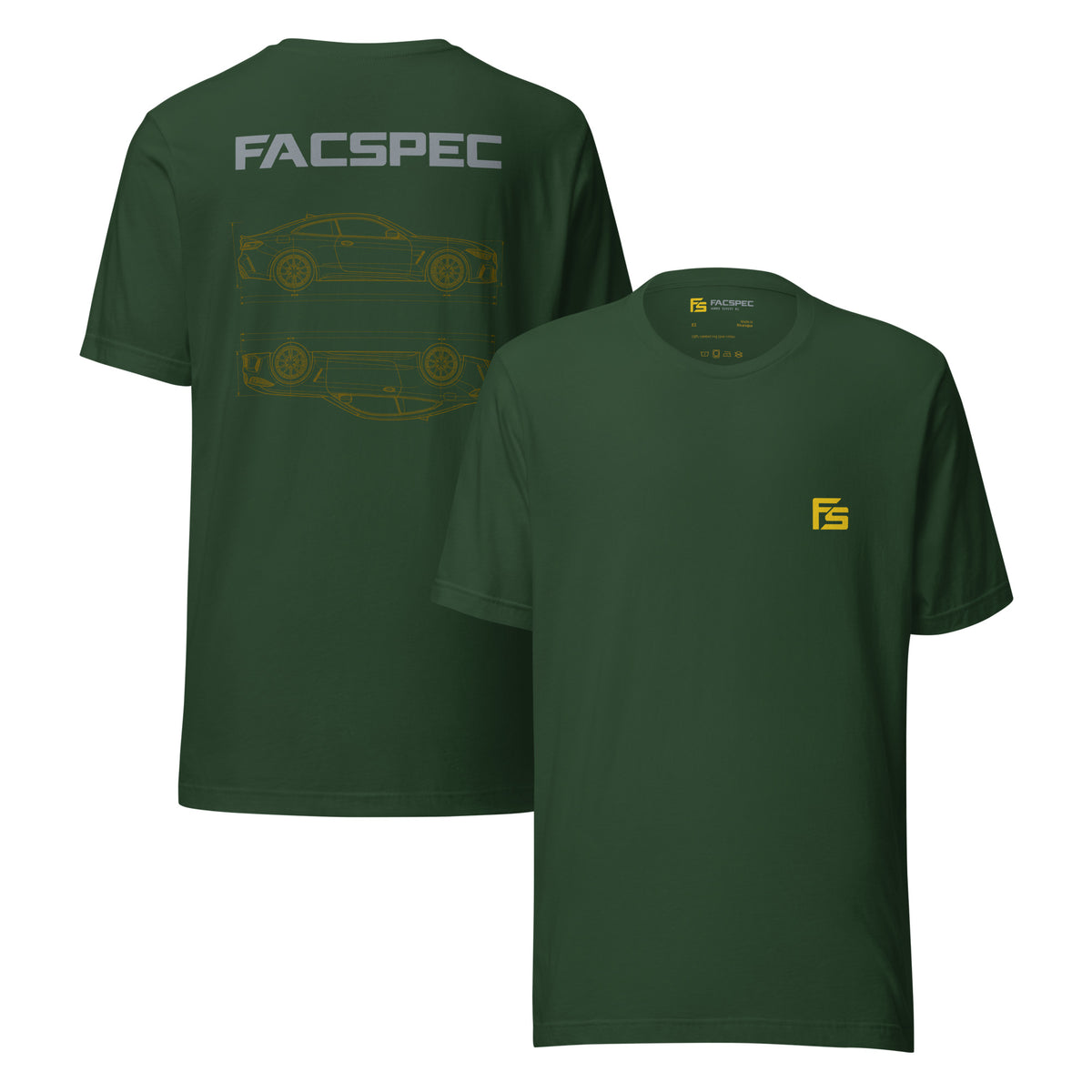 FacSpec Coupe Study Graphic T-Shirt, forest front and back view