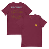 FacSpec Coupe Study Graphic T-Shirt, maroon front and back view