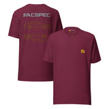 FacSpec Coupe Study Graphic T-Shirt, maroon front and back view