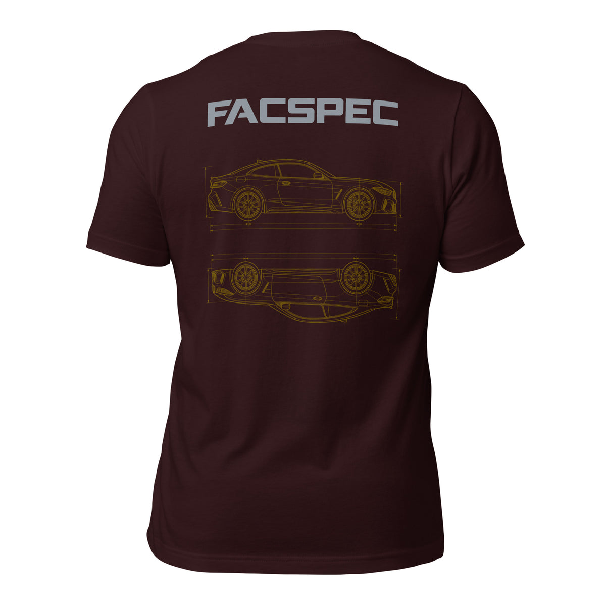 FacSpec Coupe Study Graphic T-Shirt, oxblood black back view