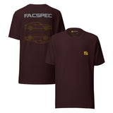 FacSpec Coupe Study Graphic T-Shirt, oxblood black front and back view