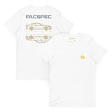 FacSpec Coupe Study Graphic T-Shirt, white front and back view